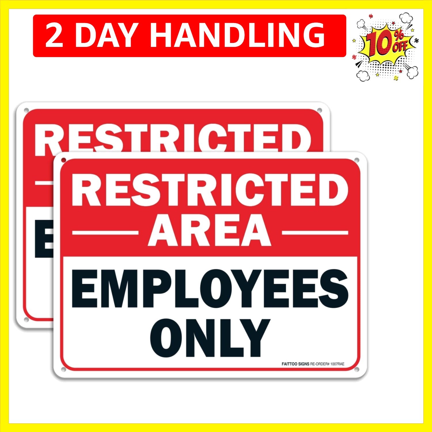 2 pack Restricted Area Employees Only Sign, 10 x 7 Inches .40 Rust Free Alumi…