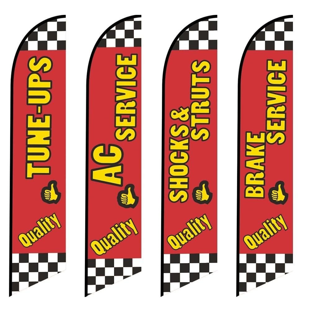 Auto Repair Shop Promotional Package of Four Feather Flags Only (4…