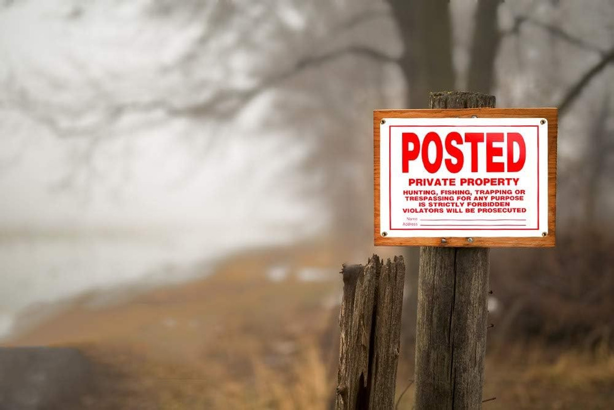 Private Property No Trespassing Signs 4 Pack 10×14 Aluminum No Hunting Warning