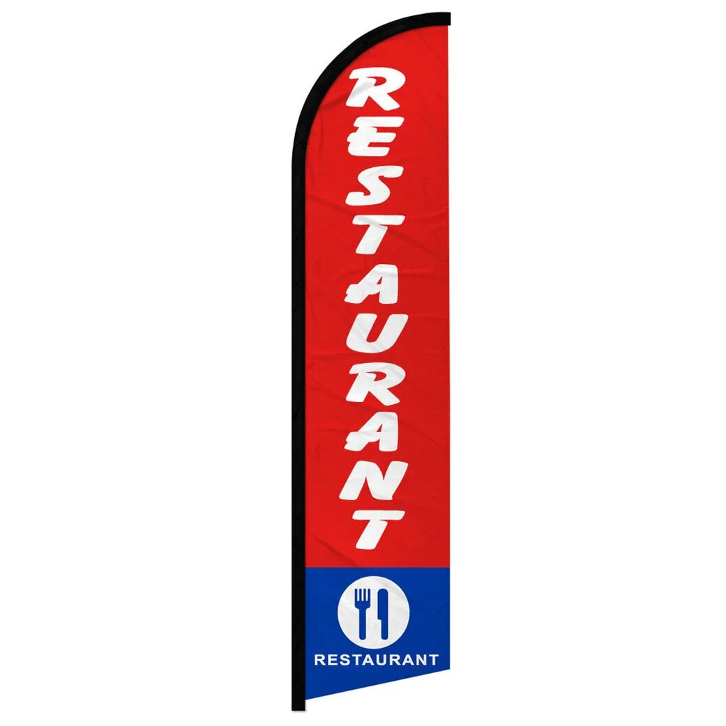 Restaurant Windless Full Sleeve Feather Advertising Food Services Banner Flag