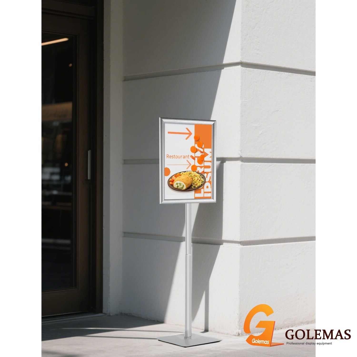 Golemas Sign Stand For Display, 11lbs Integrated Rod Heavy Duty Pedestal Floor
