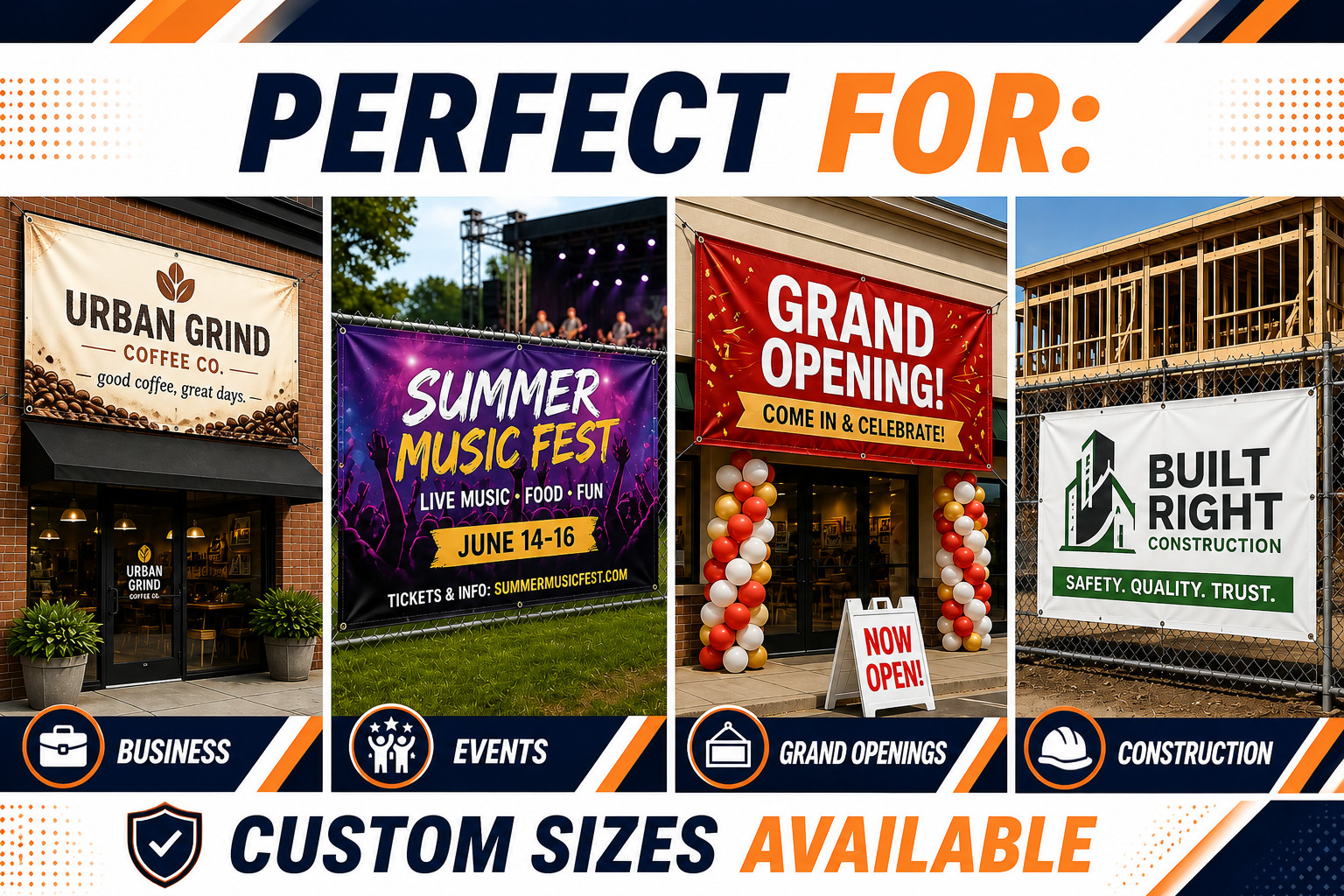 Custom Outdoor Vinyl Banner Personalized Event Sign Waterproof UV Resistant USA