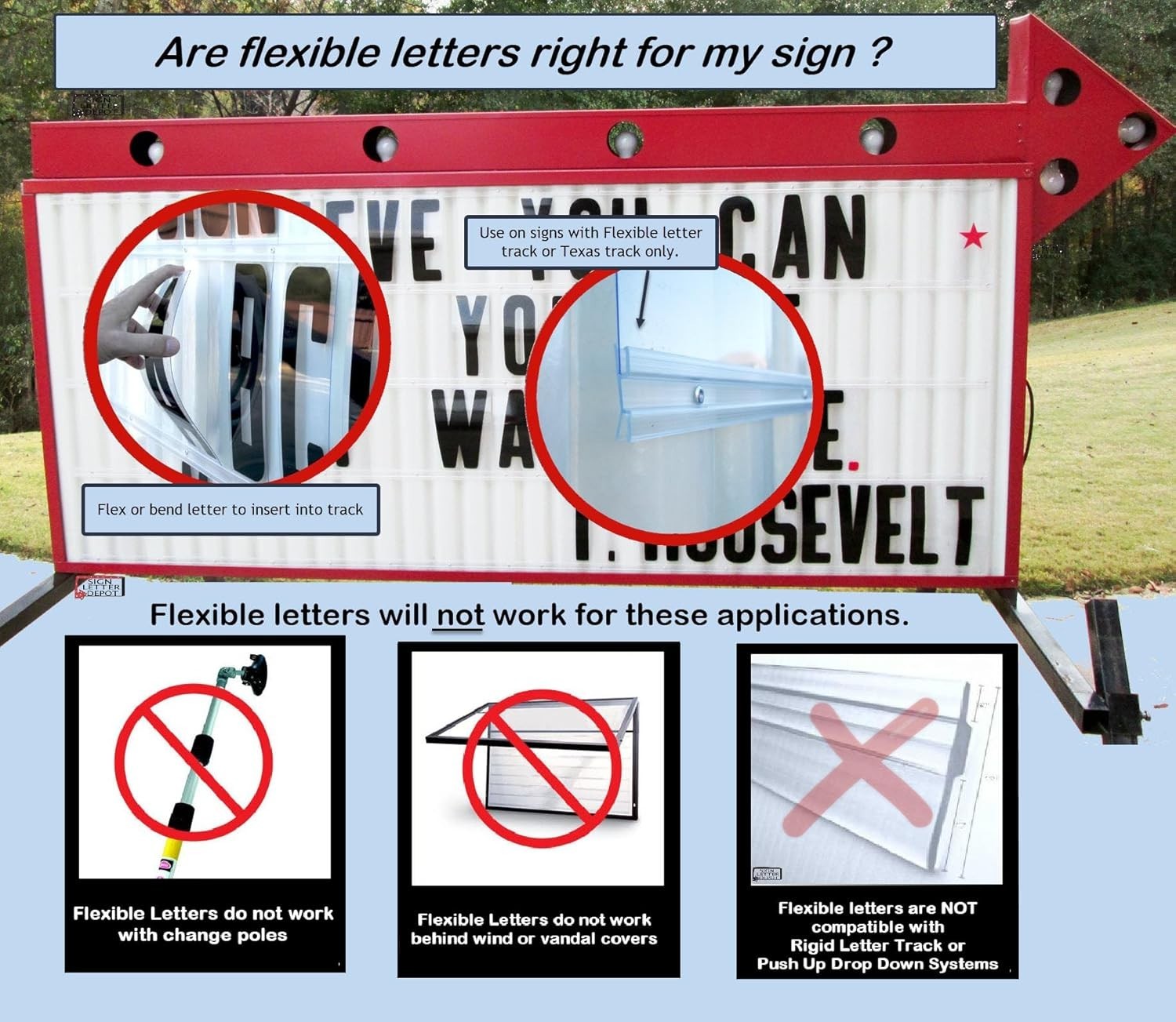Changeable Outdoor Sign Letters 6” Portable Flex Letters 279 Count Helvetica
