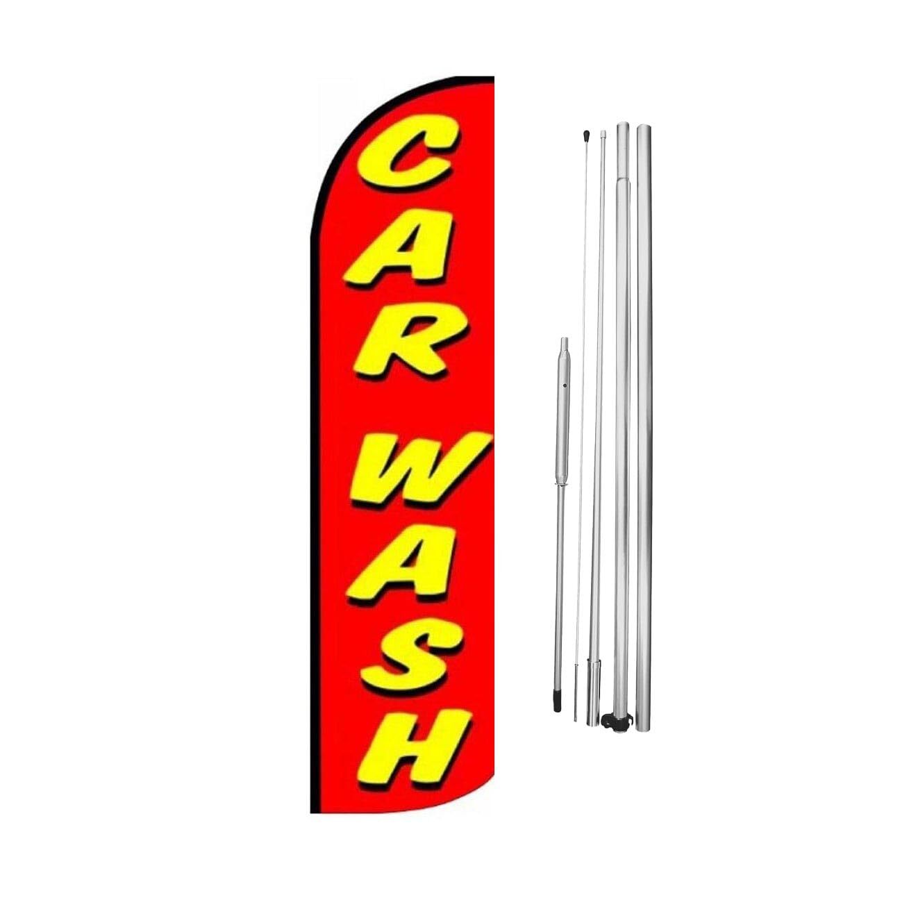 Car Wash Swooper Flutter Feather Flag | 3ft W x 11.5ft Tall