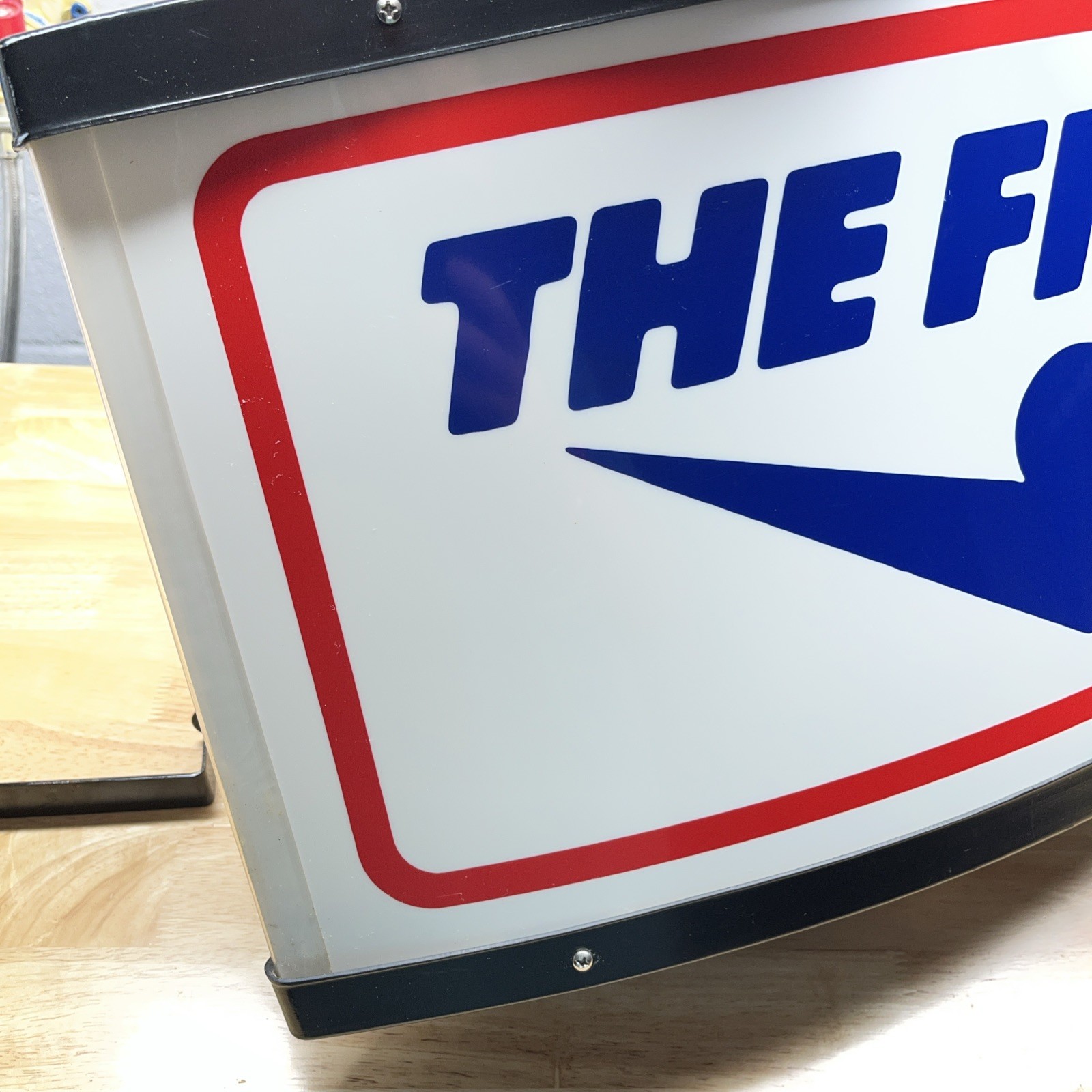 Vintage THE FINALS Light up Store Sign Hanging Wall Mount Dbl Sided 23”x13”