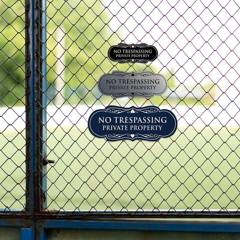 Designer No Trespassing Private Property Wall or Door Sign | Security Sign for P