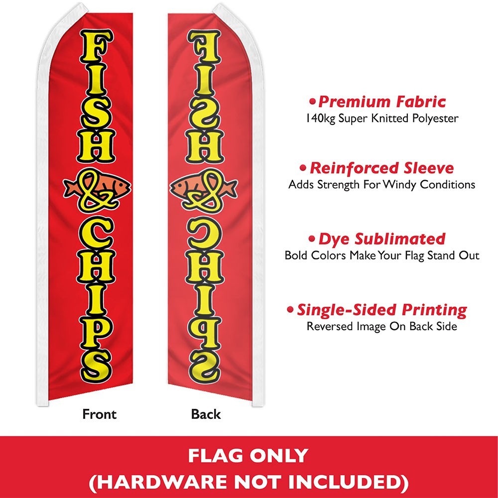 Fish & Chips Advertising Swooper Feather Flutter Flag Concessions Food