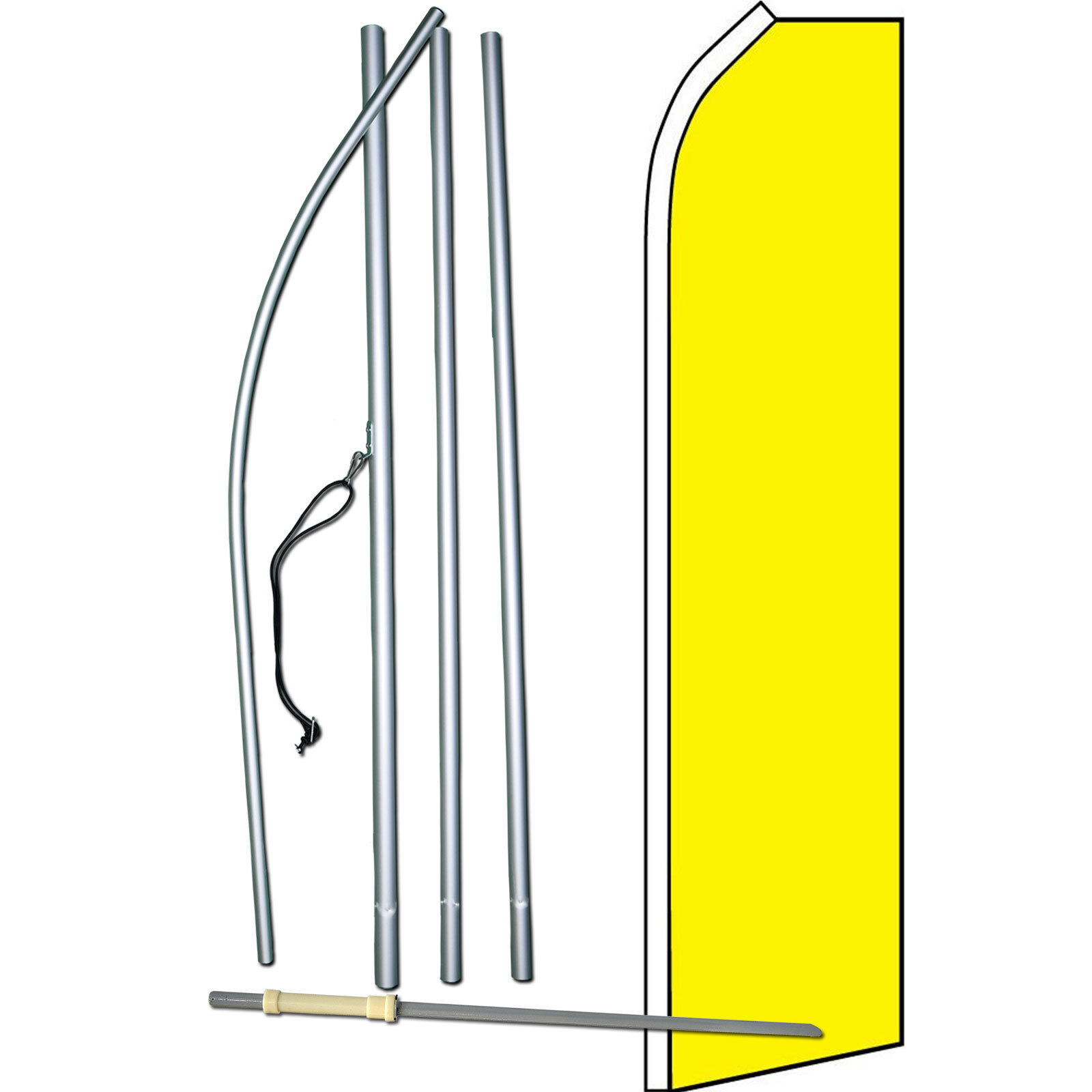 Solid Yellow Swooper Flag Kit