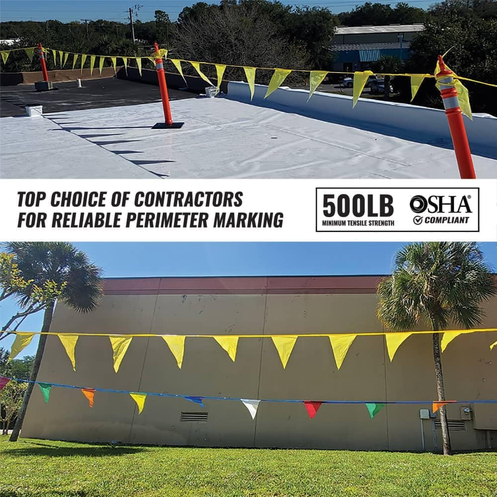 Pennant Banner Flags – OSHA 500Lb Rated Safety Rooftop Flagging Traffic Party &