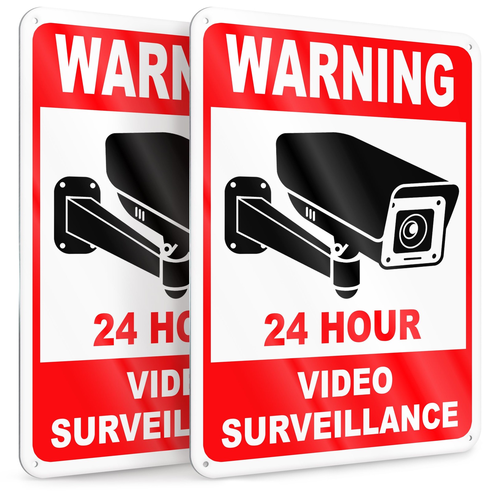 24 Hour Video Surveillance Sign 7×10 Aluminum 2 Reflective Weatherproof Security