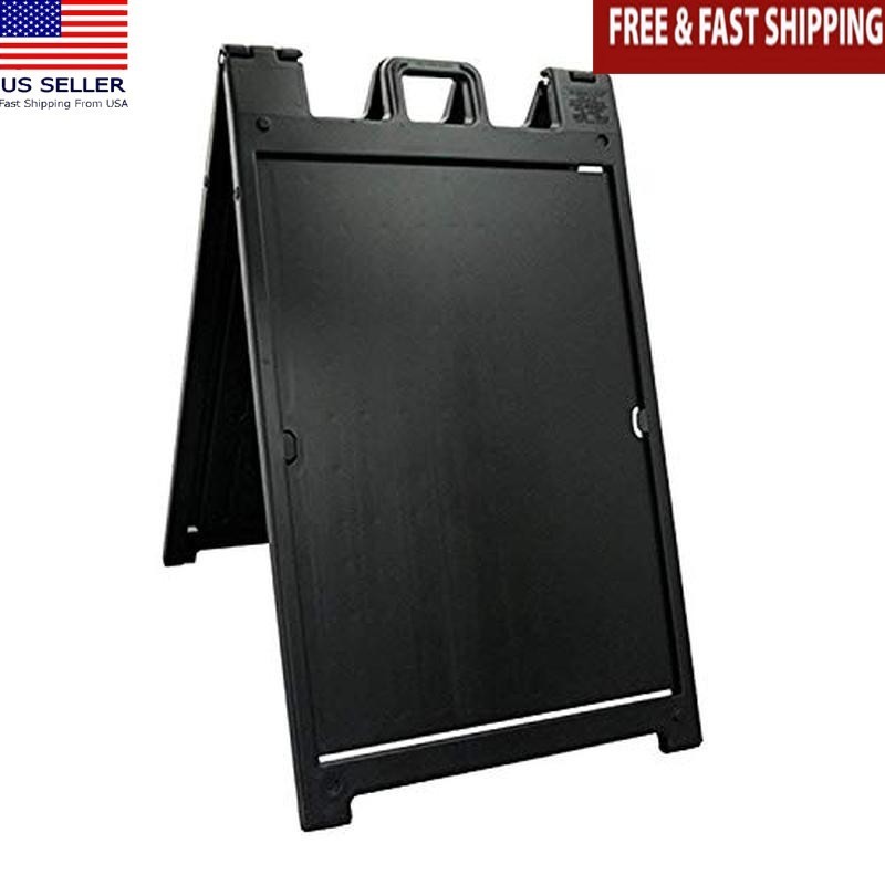 Portable Folding A-Frame Sidewalk Sign Double-Sided Quick-Change Display Black