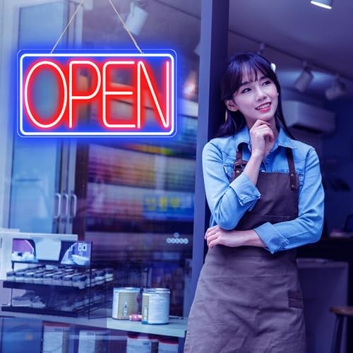 16.5″ X 9″ LED Neon Open Signs for Business -12V/2A Ultra Bright Sign Restaurant