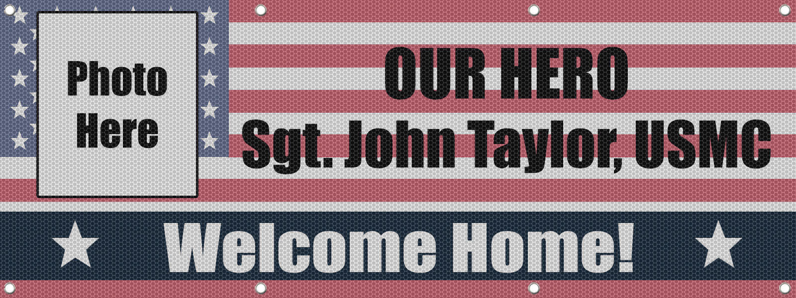 Welcome Home Hero Custom Name Military 13 Oz Vinyl Banner Sign With Grommets
