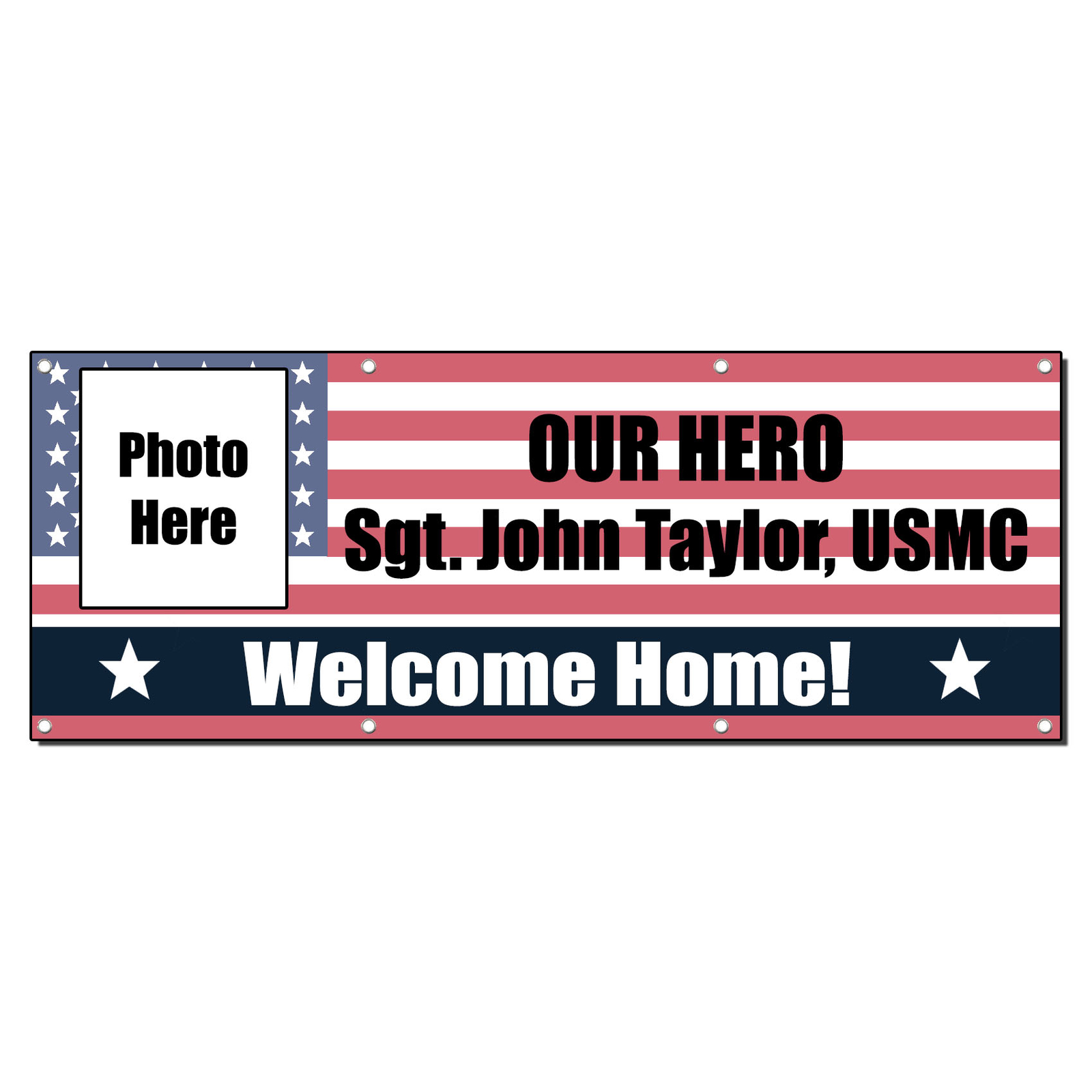 Welcome Home Hero Custom Name Military 13 Oz Vinyl Banner Sign With Grommets