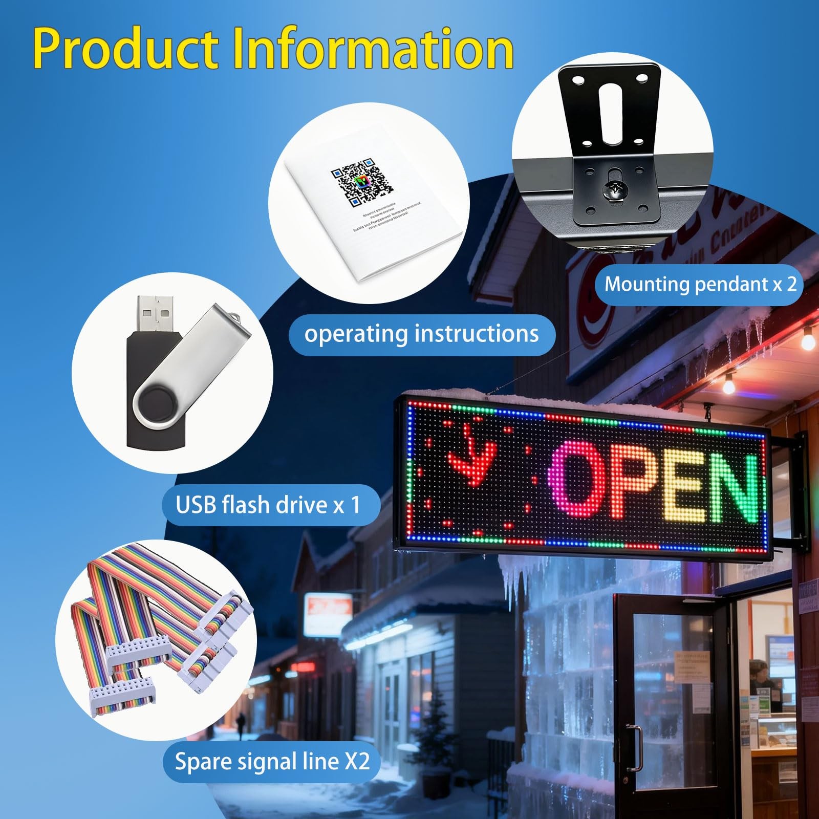JINBLIZZARD 39″×14″ Programmable Led Sign – Scrolling for Business Ads