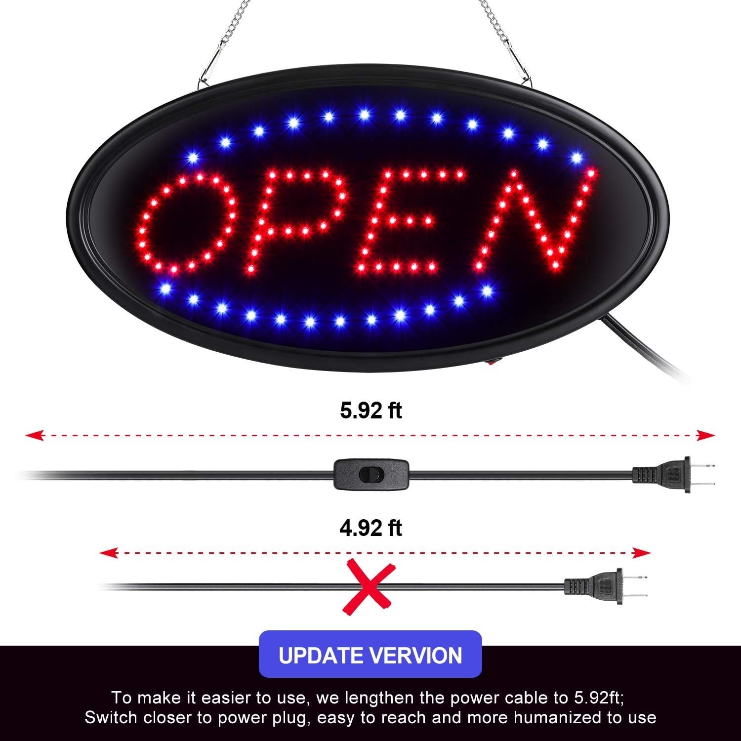 LED Open Sign, 19″x10″, with Remote, Timer & Flash/Steady Modes | Ultra brigh…
