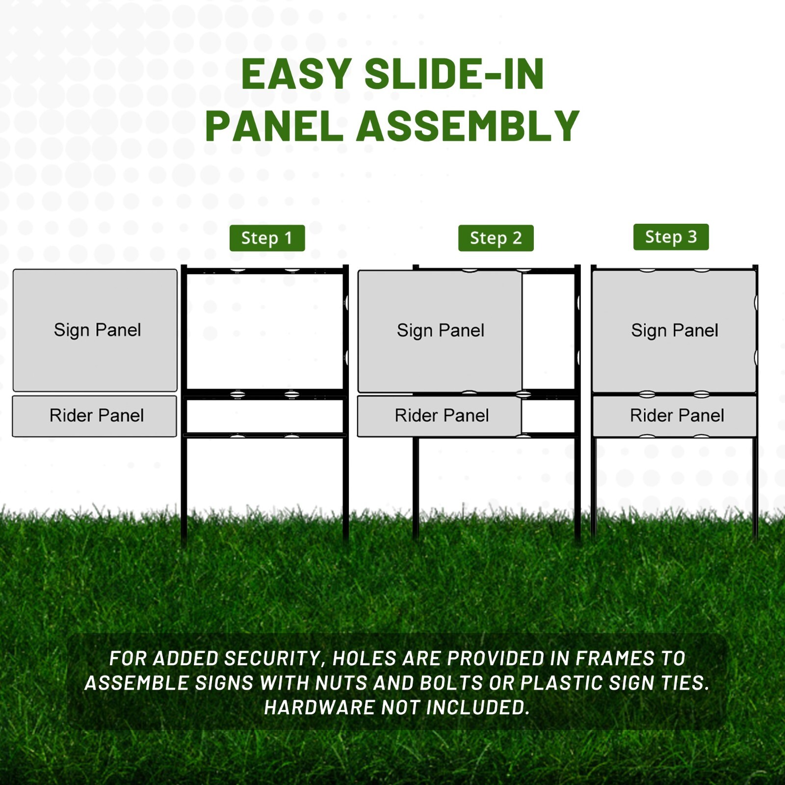 Real Estate Yard Sign Metal Frame, 18 x 24 Slide-In (1) Rider, Black (Pack of 5)