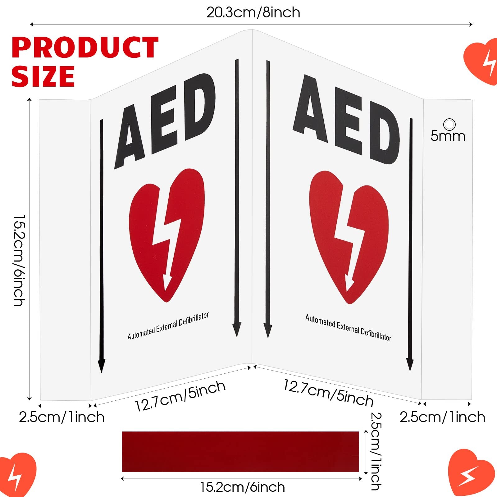 Kigley 2 Set AED Projection Sign with Graphic Portable AED Cabinet Sign 5” x…