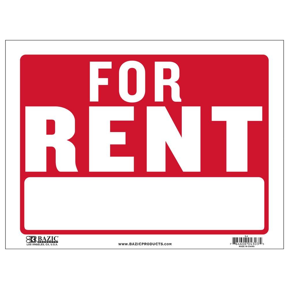 BAZIC 9″ X 12″ For Rent Sign, pack of 24