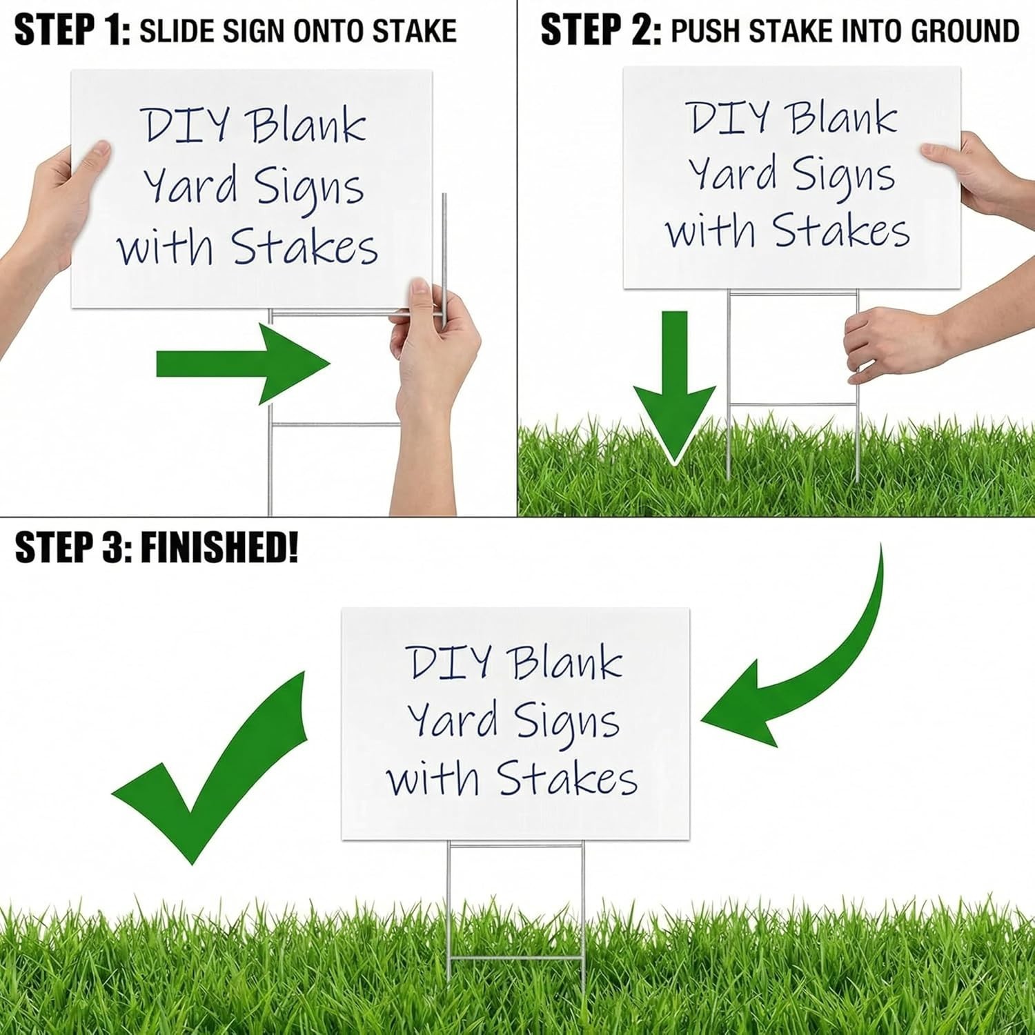 White Corrugated Signs with Stakes, 10 Pcs