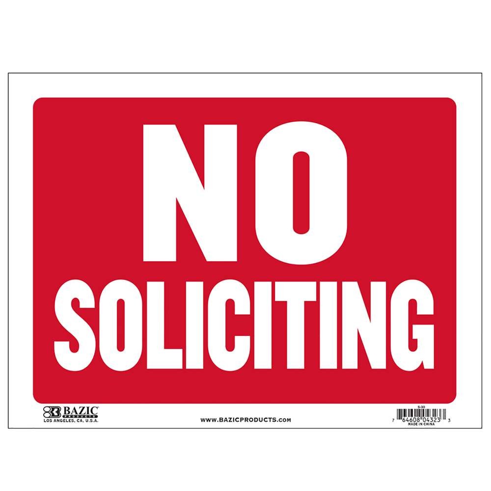 BAZIC 9″ X 12″ No Soliciting Sign, pack of 24