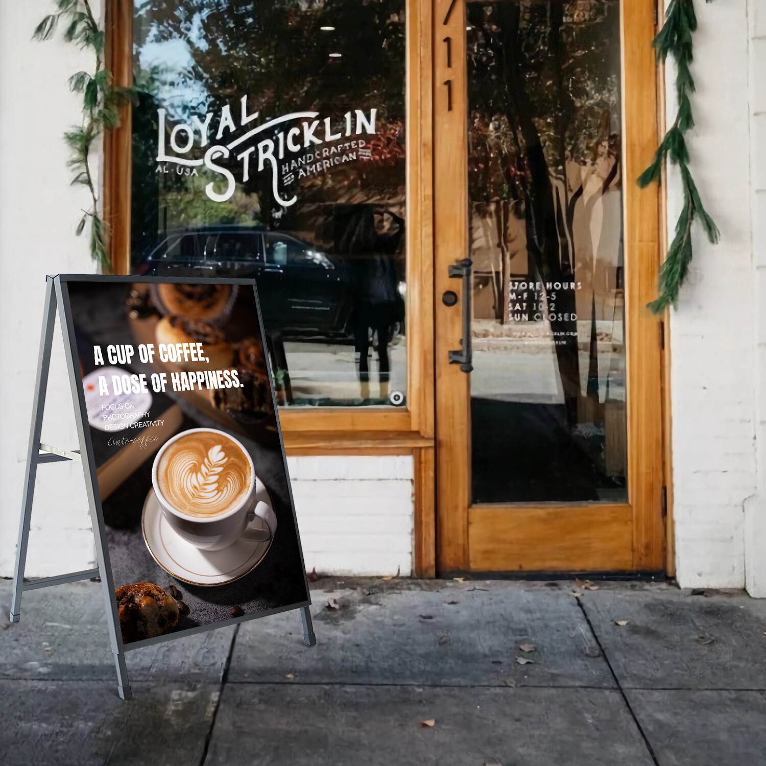 A Frame Sidewalk Sign, Heavy Duty Sandwich Board Signs 24×36 in(print included)