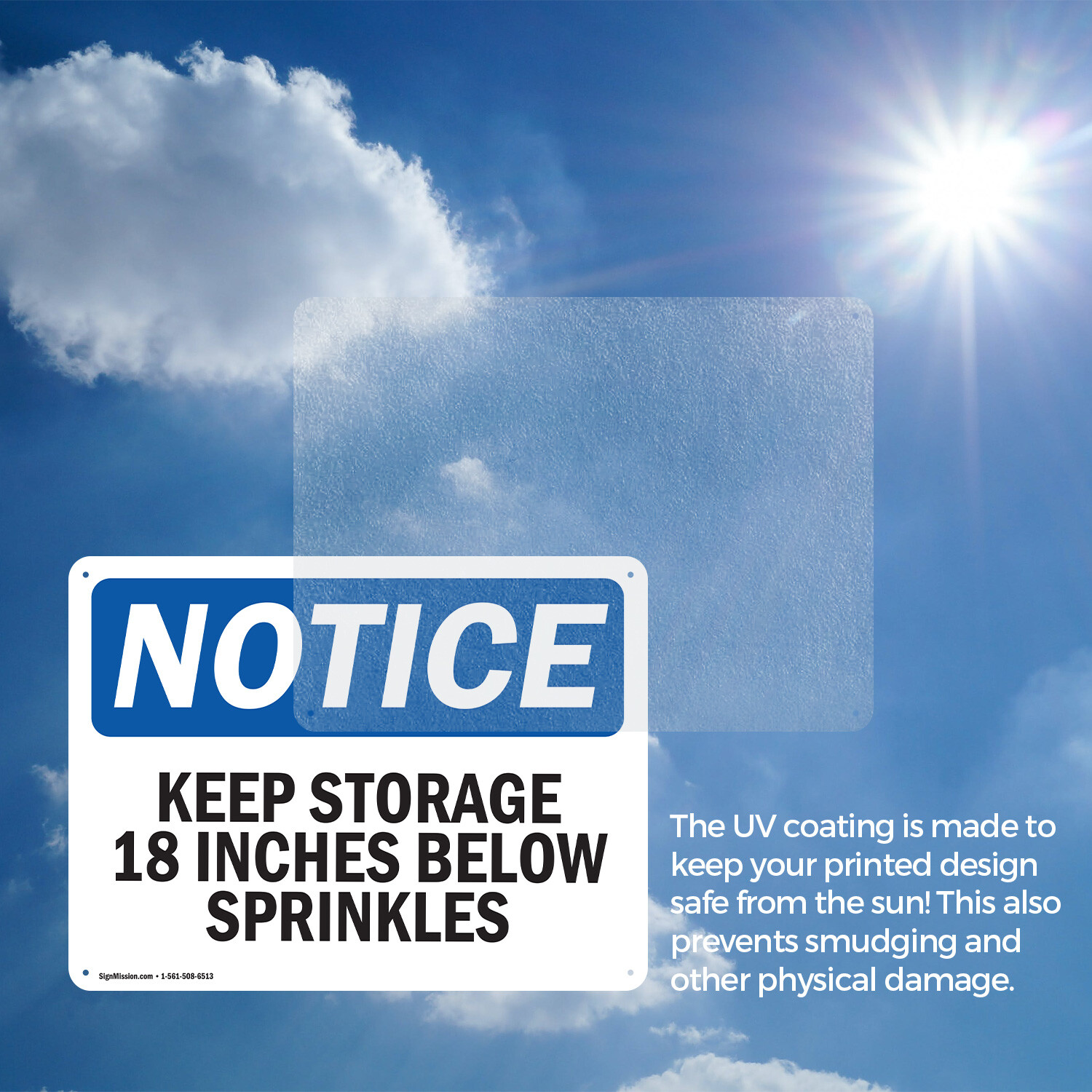 (2 Pack) Keep Storage 18 Inches Below Sprinklers OSHA Notice Sign Decal Metal