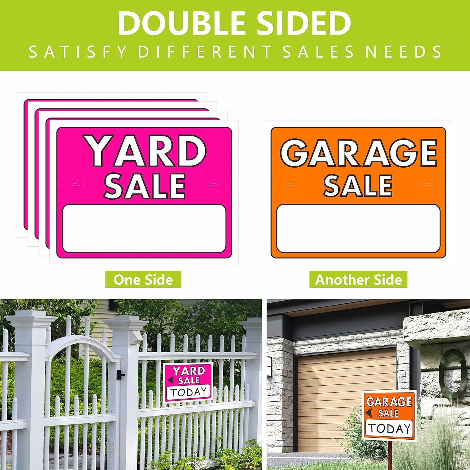 Fluorescent Double-Sided Garage Sale Signs with Customizable Pricing Labels