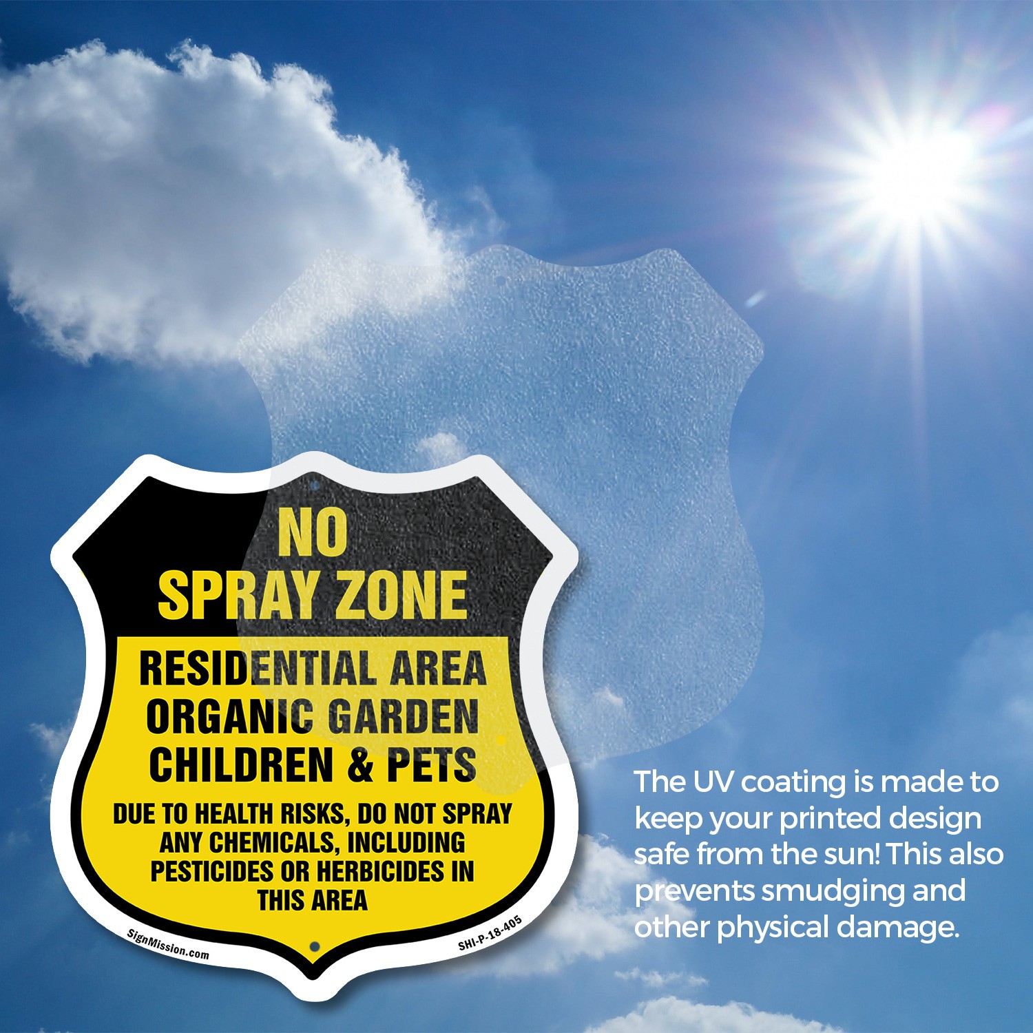 No Spray Shield Sign No Spray Zone Residential Area Organic Shield Shaped Sign