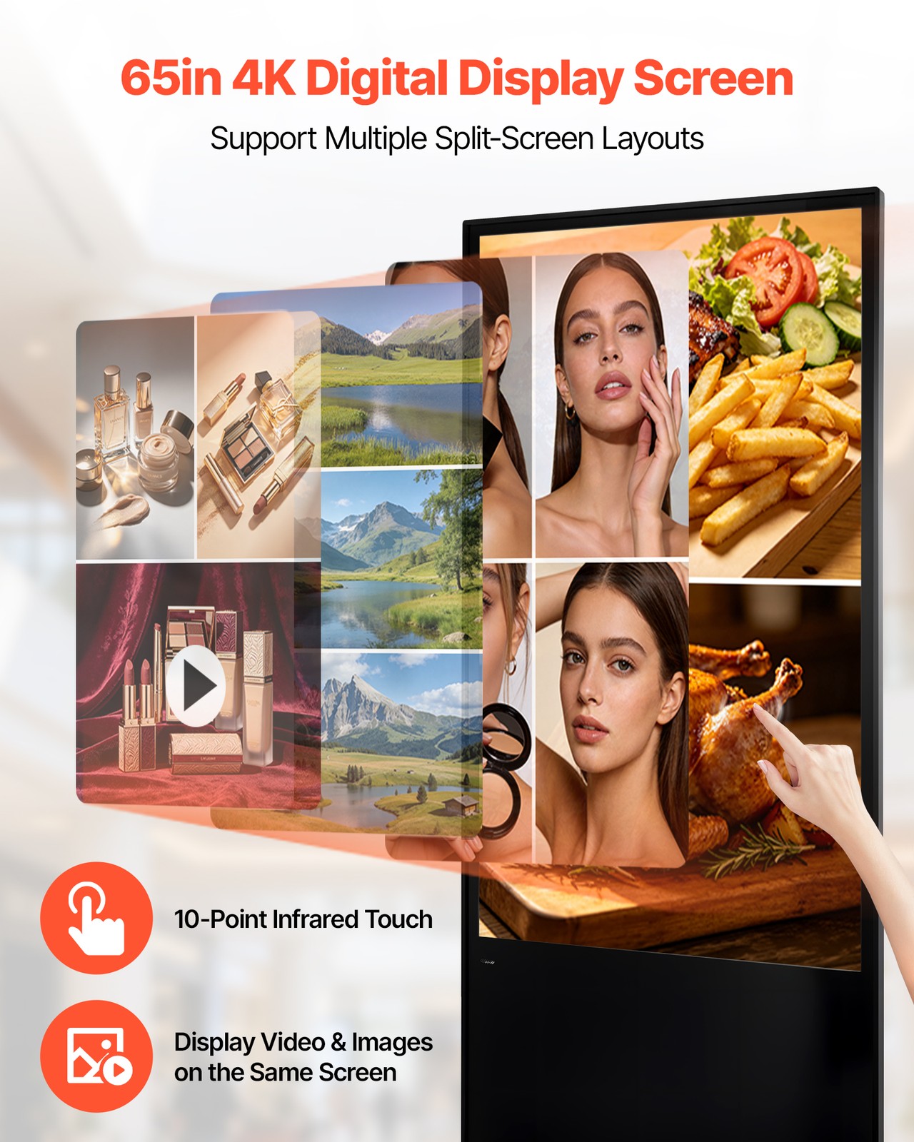 VEVOR 65 in Indoor Digital Signage Floor Standing Advertising Display Kiosk 4K