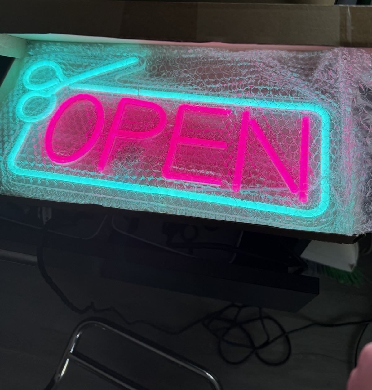 LED “OPEN” Illuminated Retail Sign, Adjustable Brightness, Glass, Multi-Color
