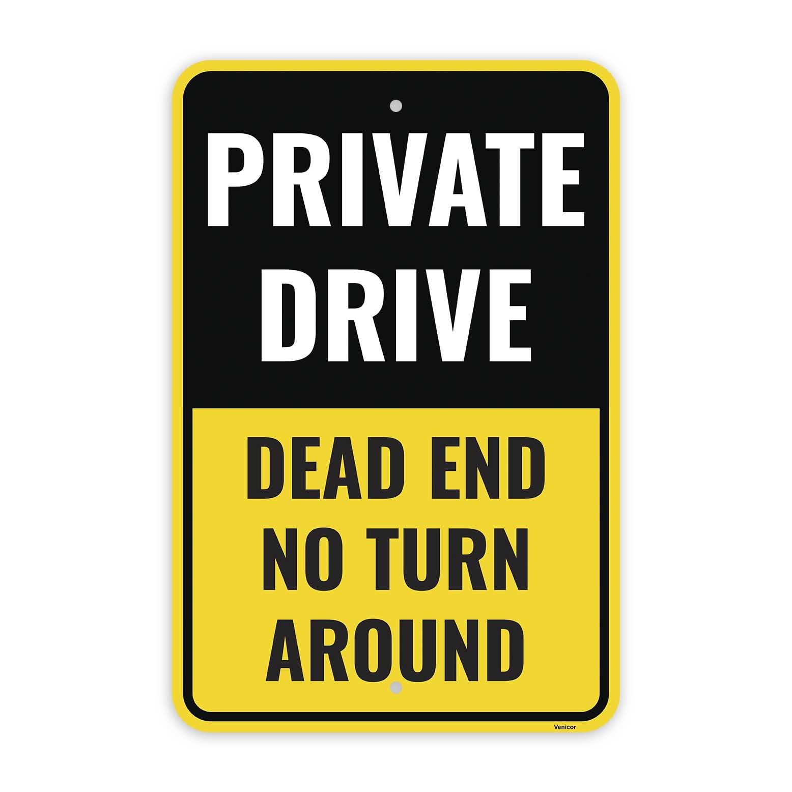 1PC Private Drive Dead End No Turn Around Sign, 18 x 12 Inches Aluminum Pri…