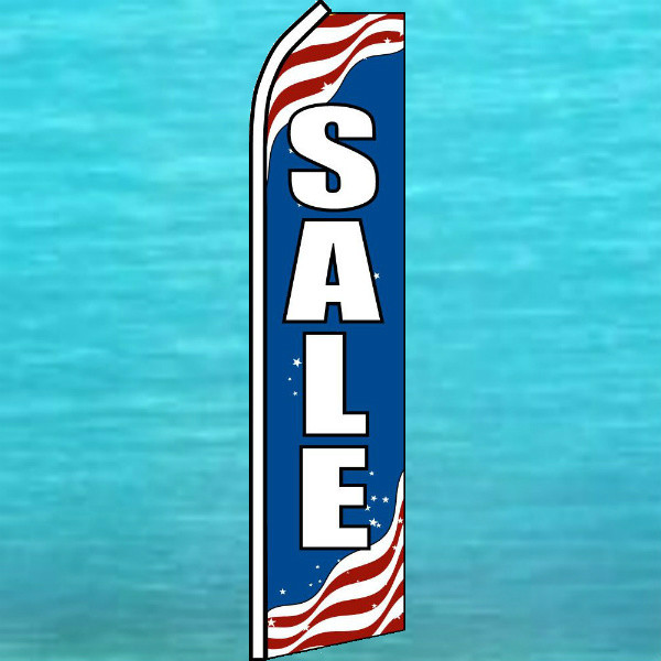 SALE PATRIOTIC FLUTTER FLAG Tall Curved Advertising Sign Feather Swooper Banner