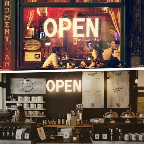 40×14 LED Open Sign Dimmable Electric Light Up Store Business Warm White