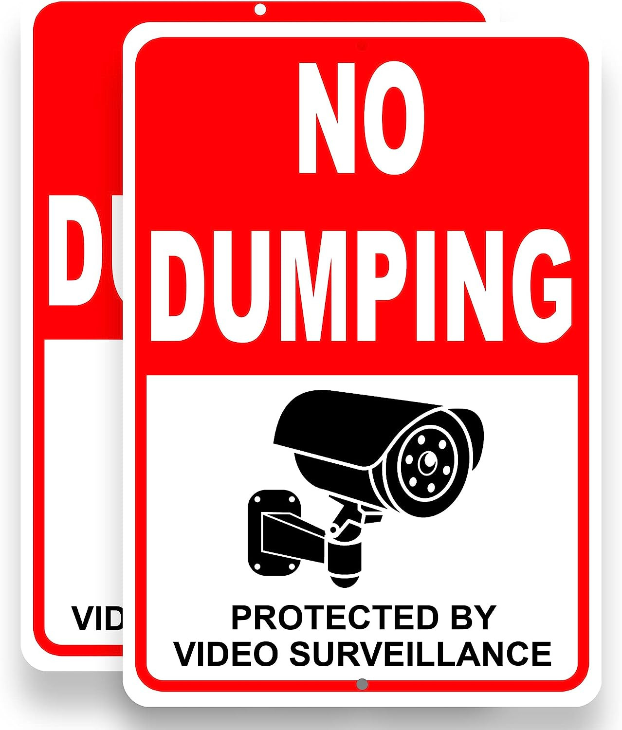 2 PC No Dumping Signs – 10 x 7 Aluminum No Garbage Sign – Video Surveillance …