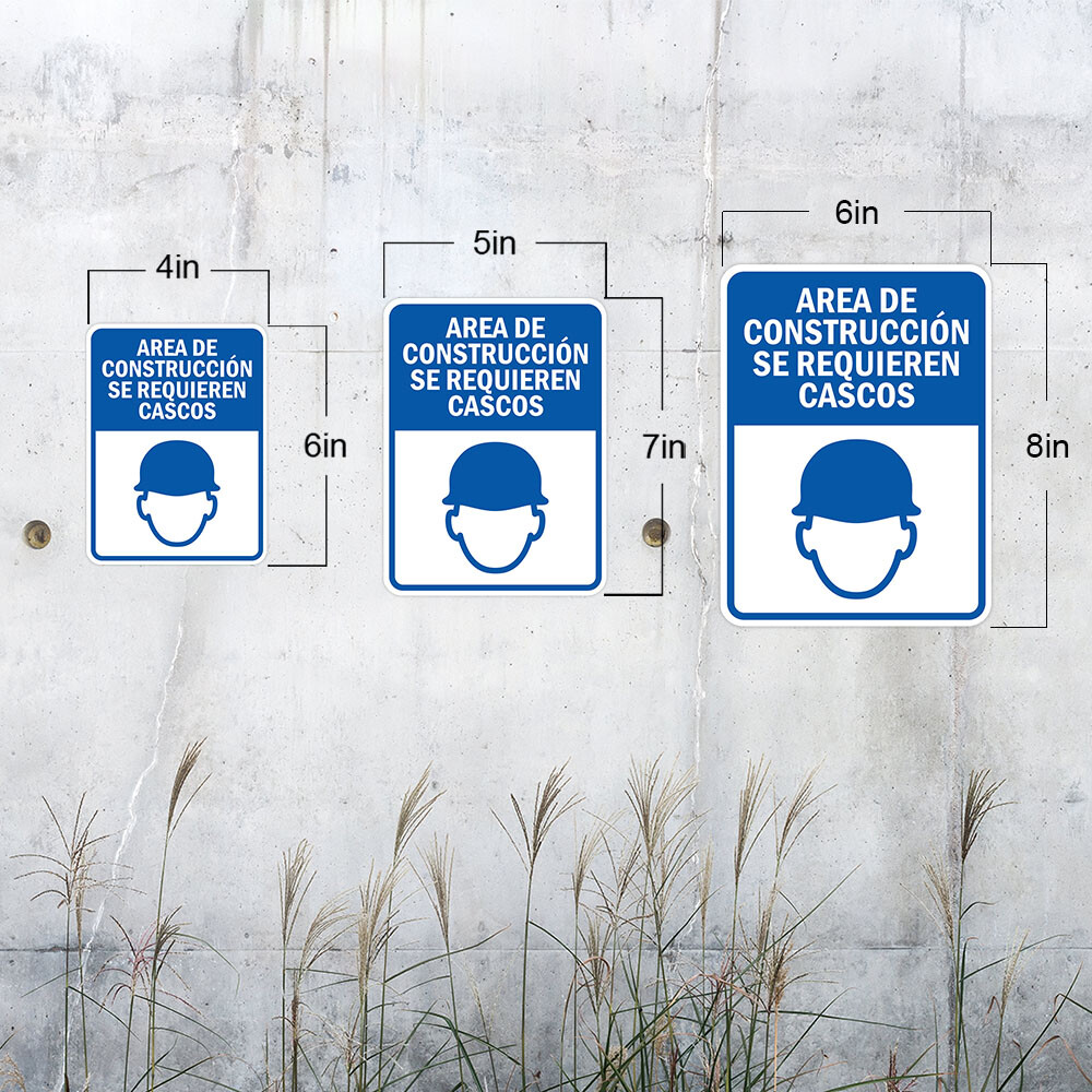 Portrait Round Plus Area de Construcción Se Requieren Cascos Wall or Door Sign