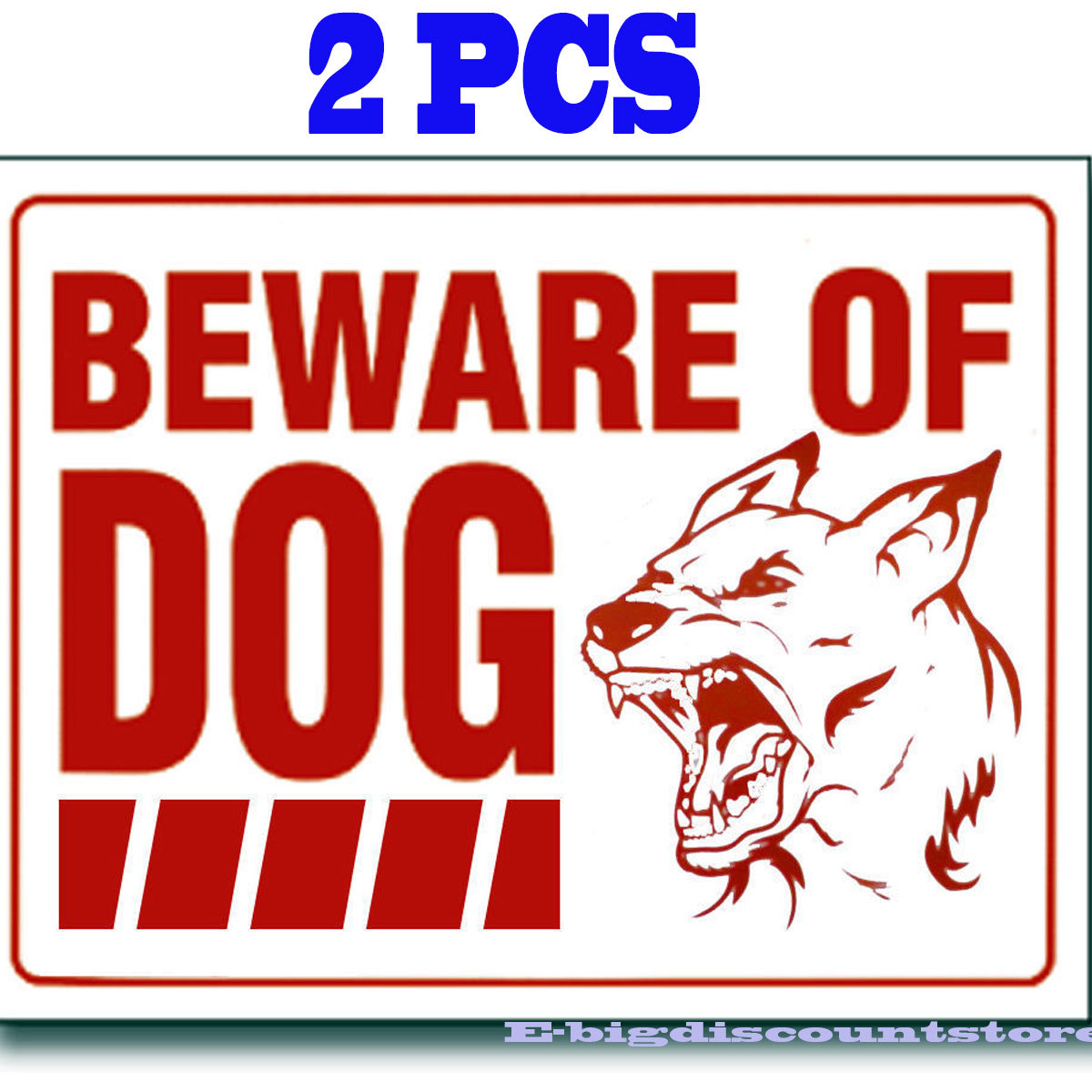 2 Pcs ” BEWARE OF DOG ” 9″ x 12″ Red & White Flexible Plastic Sign BAZIC S-10