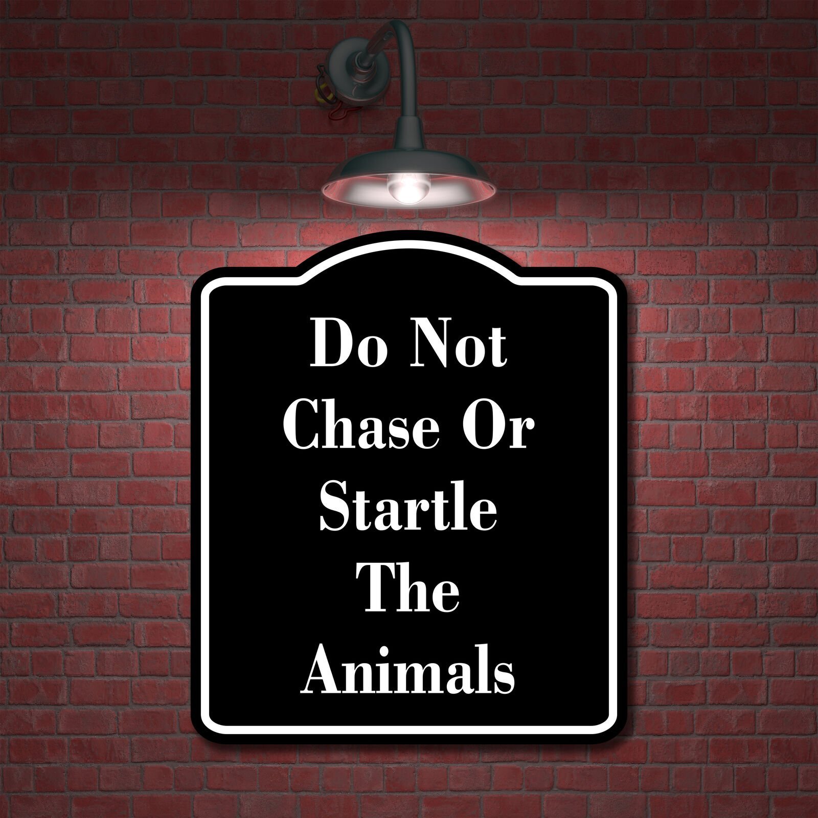 Do Not Chase Or Startle The Animals BLACK Aluminum Composite Sign