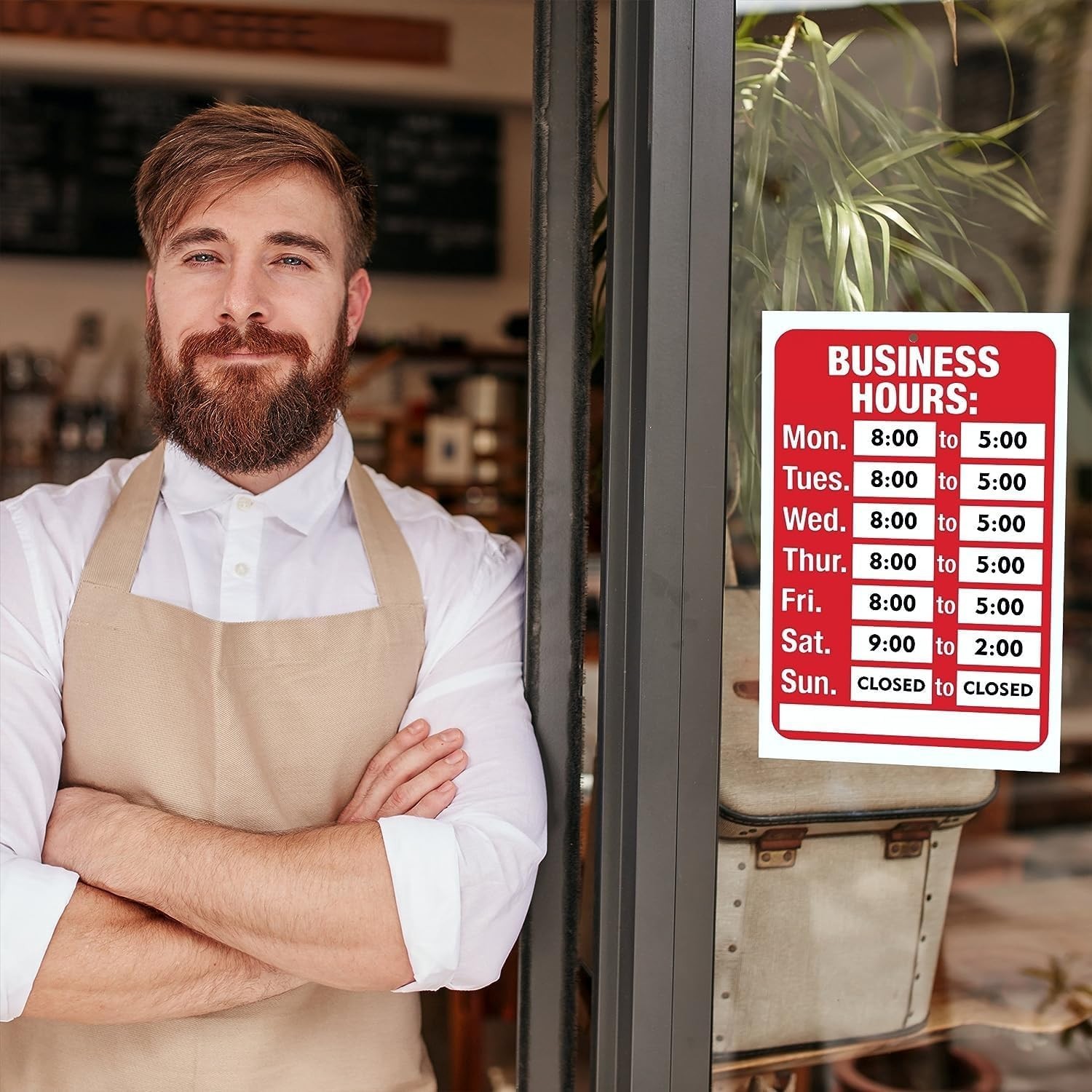 11.7×7.7 Inch Customizable Business Hours Sign – Easy Window Installation