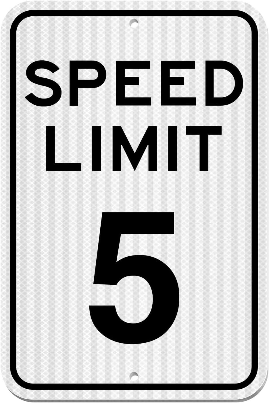 Speed ​​Limit Sign 5 MPH, Slow Down Traffic Sign, 12″ (12 x 18) inch, White1