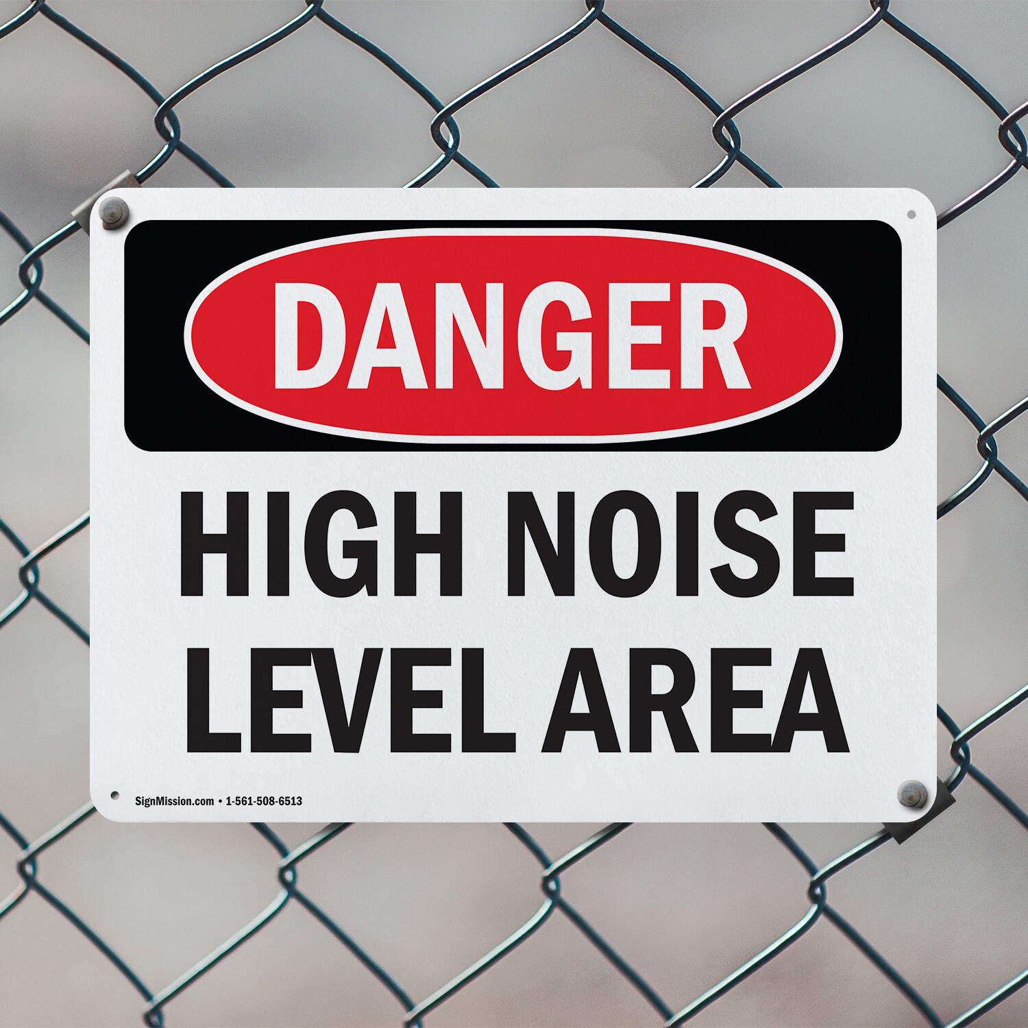 (2 Pack) High Noise Level Area OSHA Danger Sign Decal Metal Plastic