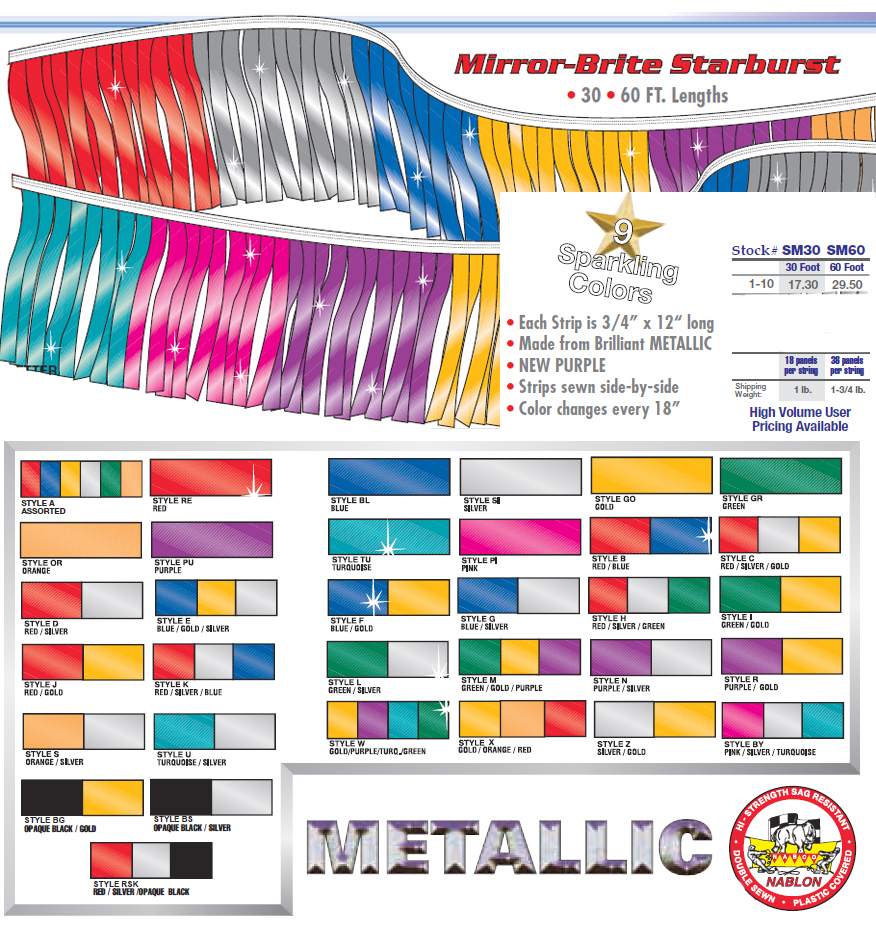Metallic Pennant Flag Streamers Multi Color 60 Foot Quality (36 Panel String)