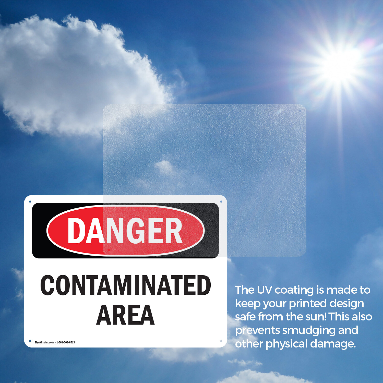 (2 Pack) Contaminated Area OSHA Danger Sign Decal Metal Plastic