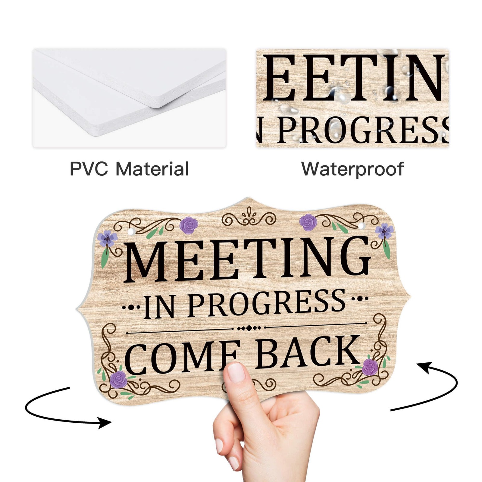 Meeting In Progress Office Door Signs, PVC Do Not Disturb Door Hanger Sign, R…