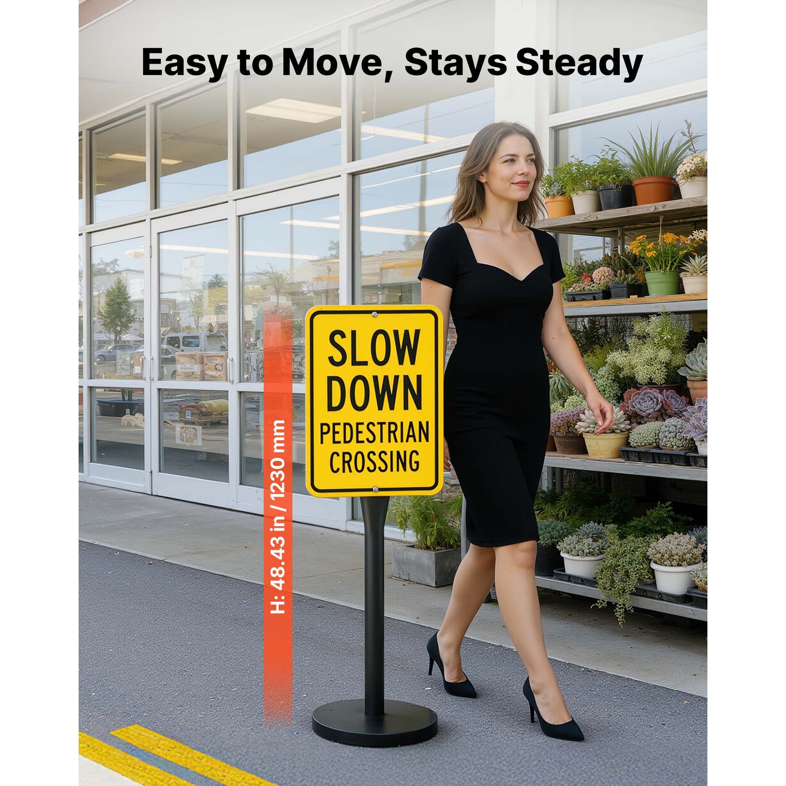 Uimoso Portable Metal Sign Stands 2-Pack, 4 ft Tall for Outdoor Parking