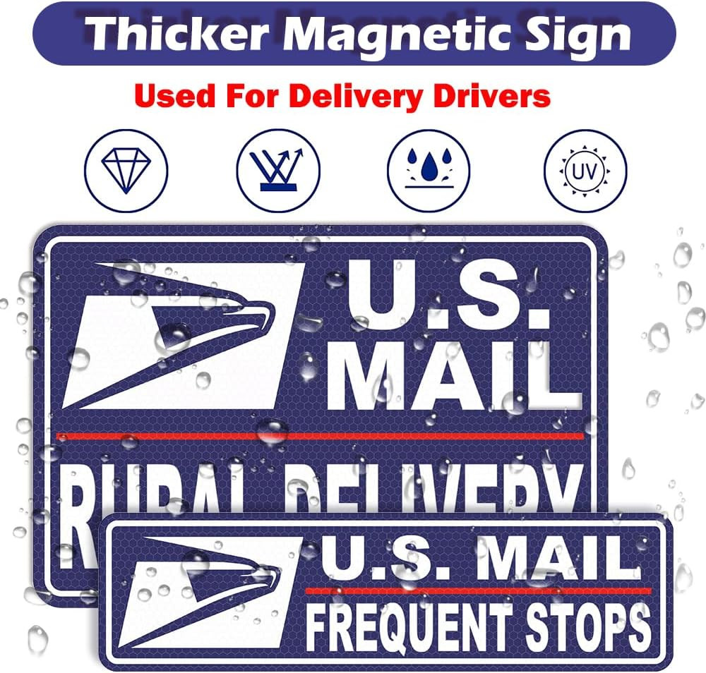 Car Magnets Postal,Heavy Duty U.S. Reflective Mail Delivery Driver Magnetic Sign