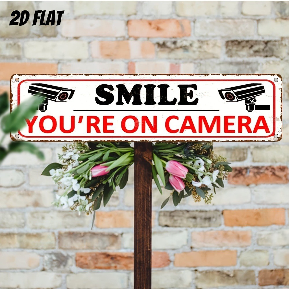 “YOU’RE ON CAMERA” Aluminum Wall Mount For Street Patio Shop Creative Home Decor