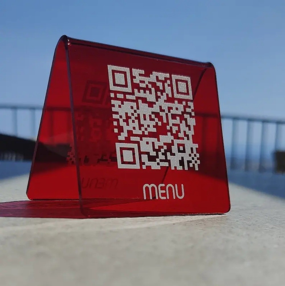 Crylic QR Menu Sign Touchless Menu Stand WiFi Connected QR Freestanding