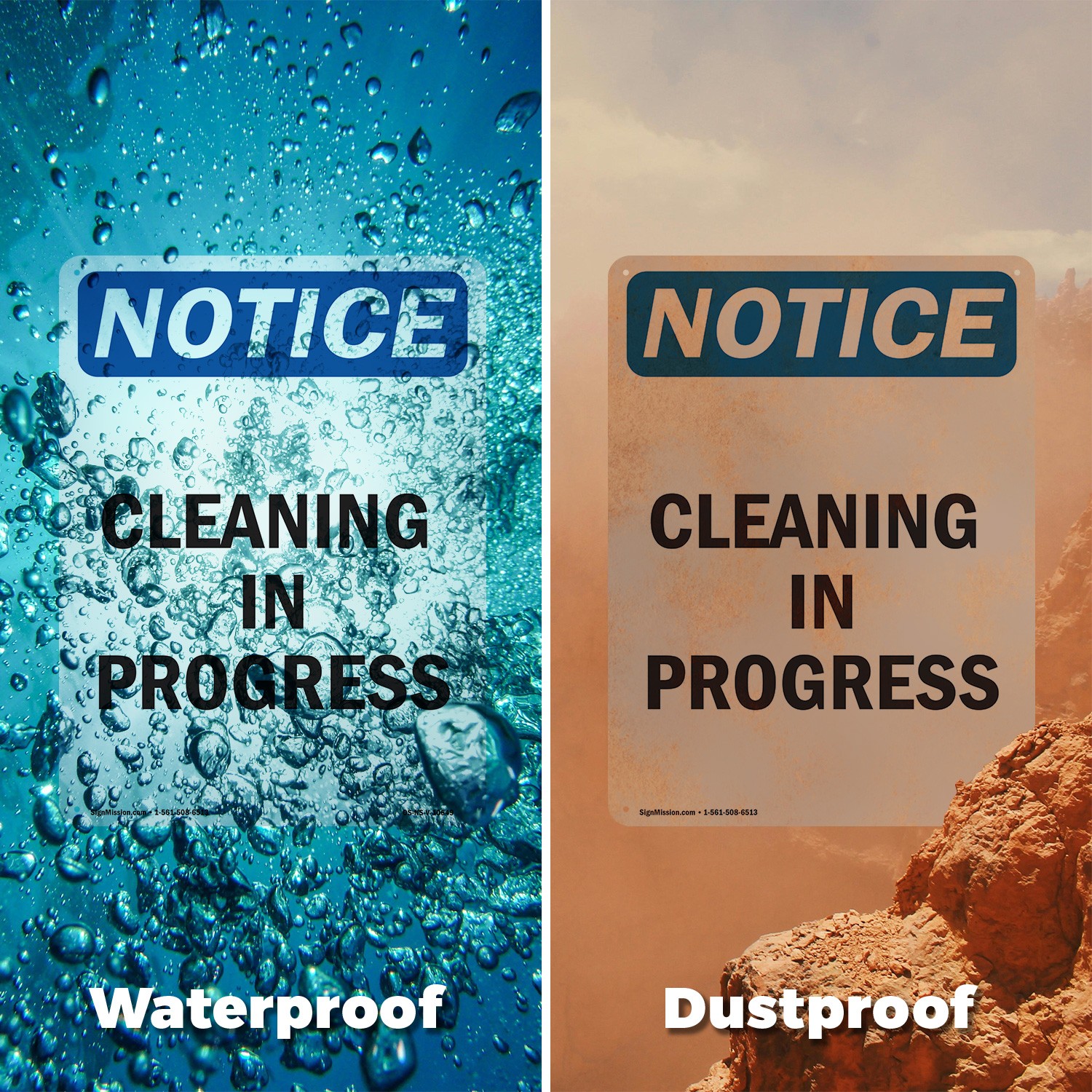Cleaning In Progress OSHA Notice Sign Metal, Plastic, Or Decal – 5 or 10 Pack