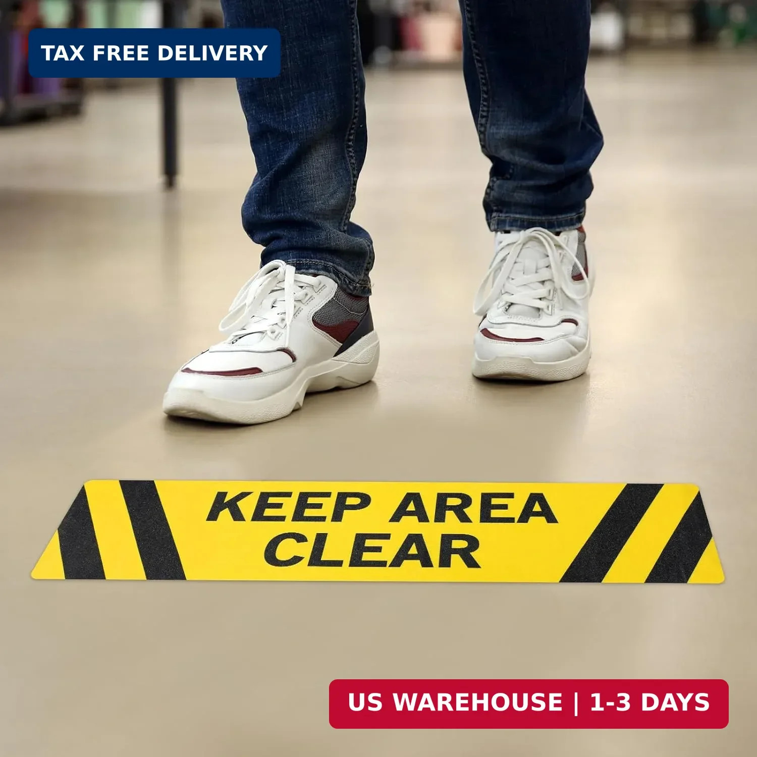 5 pack Keep Area Clear Anti Slip Adhesive Floor Sign 6 x 24 Keep Area Clear Non